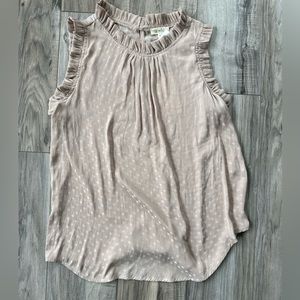 NWT La Miel Silky Tank Top with a Shiny Polka Dot and Ruffle Details Size Small